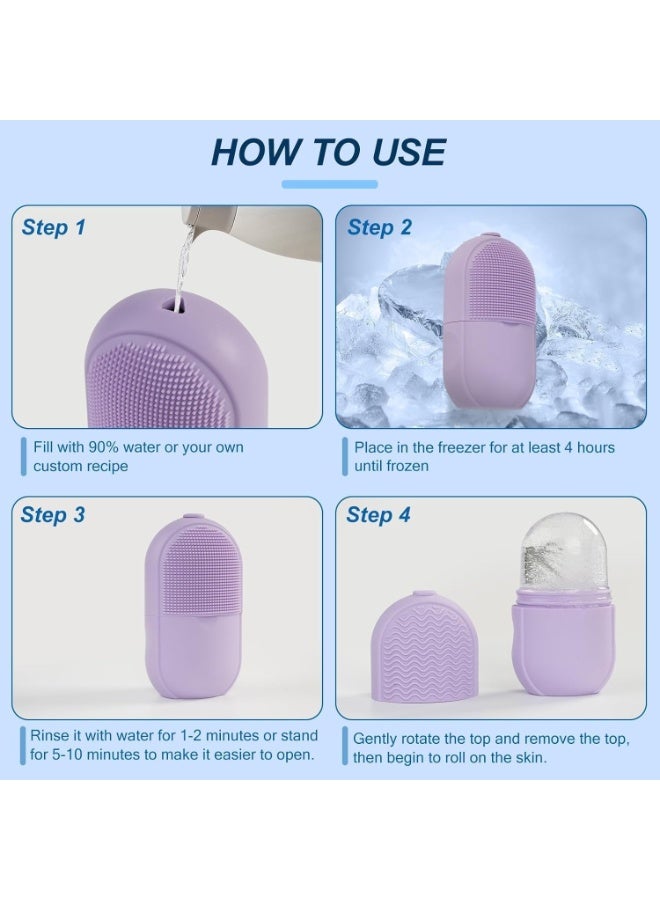 رولر ثلج للوجه والعين والرقبة من السيليكون قابل لإعادة الاستخدام – أداة مساج بارد للعناية بالبشرة وتقليل الانتفاخ والهالات السوداء وشد المسام وتنشيط الدورة الدموية – قالب ثلج تجميلي لتفتيح البشرة وتقليل الالتهابات وعلاج الصداع النصفي – أداة تبريد البشرة وترطيبها وتحسين نضارتها – أداة مساج تجميلية منزلية سهلة الاستخدام للسيدات - Image 5