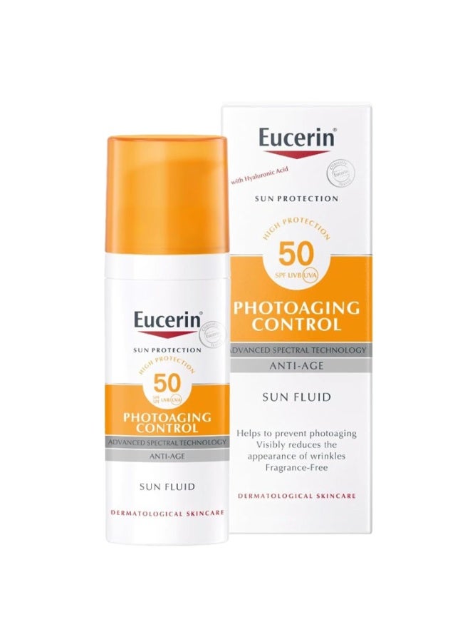 Eucerin Sun Protection Anti-Aging Sun Fluid SPF 50 For All Skin Types 50Ml - Image 1