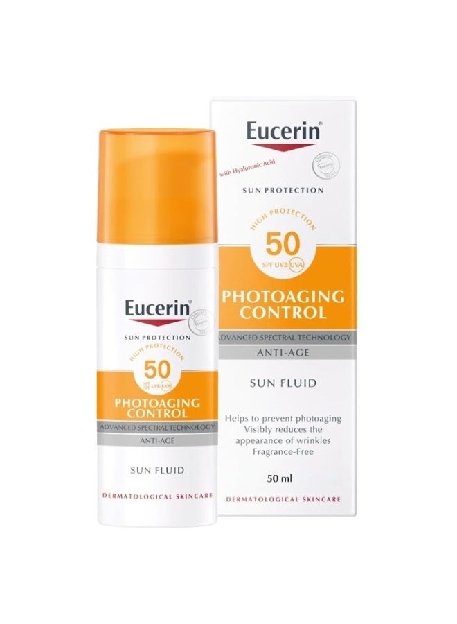 Eucerin Sun Protection Anti-Aging Sun Fluid SPF 50 For All Skin Types 50Ml - Image 3