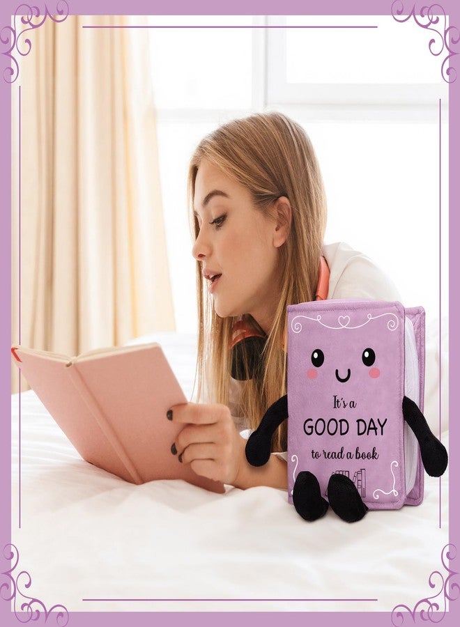 Vertintong Book Plushies Book Lover Gifts Stuffed Plush for Women Bookish Bookworm Reader Teacher Librarian Literary Decor for Library Office Bedroom Bookshelf(Purple,Good Day) - Image 4