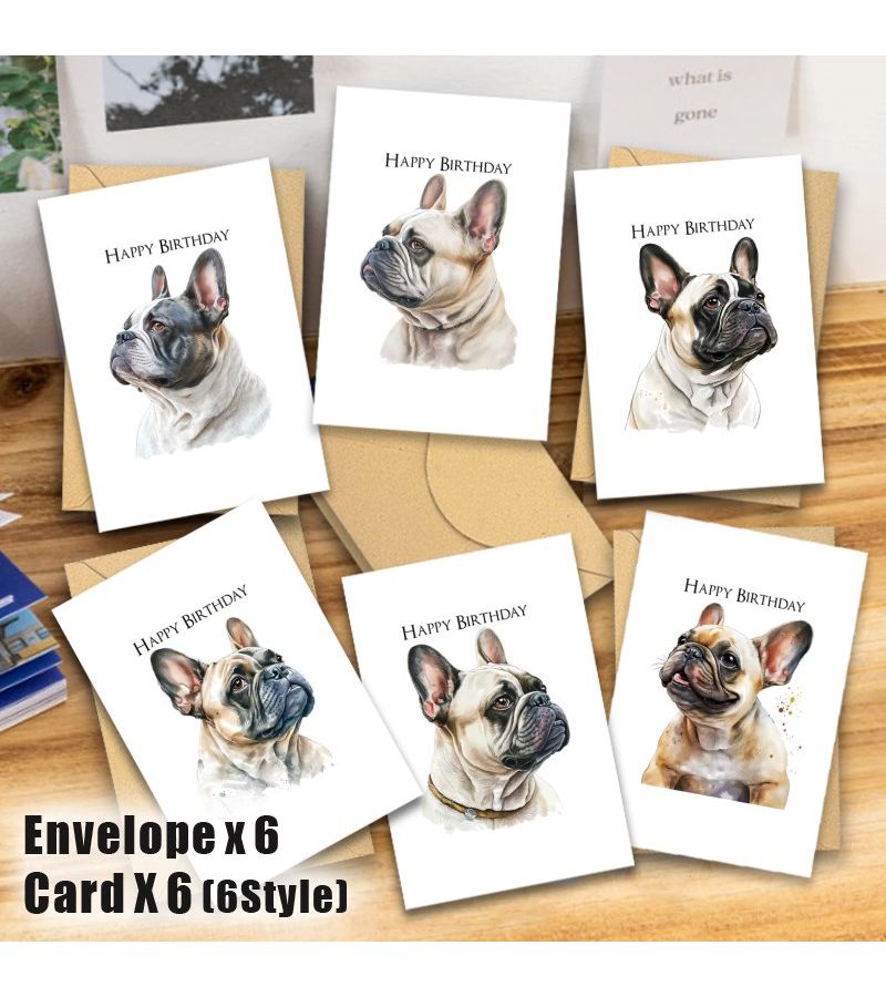 12 French Bulldog Birthday Cards with Envelopes for Family Friends Colleagues - Image 5