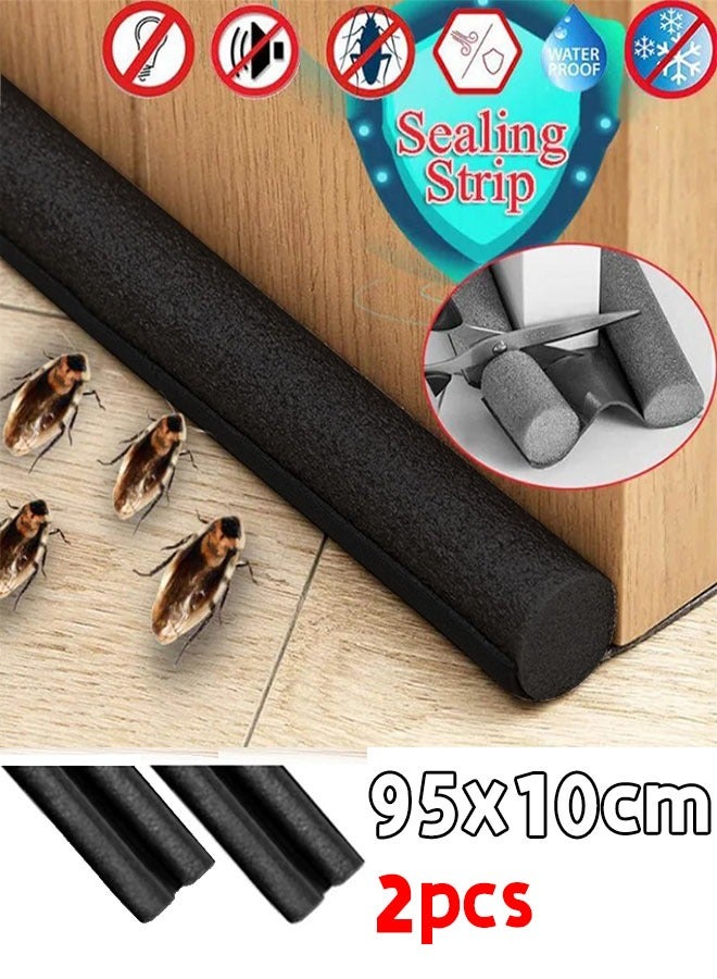 حاجز هواء مزدوج بعبوة 2 لوقف تسرب الهواء عازل للضوضاء حامي للنافذة من النسيم قطن رغوي لأسفل الباب لتقليل الضوضاء شريط ختم 93 سم - Image 1
