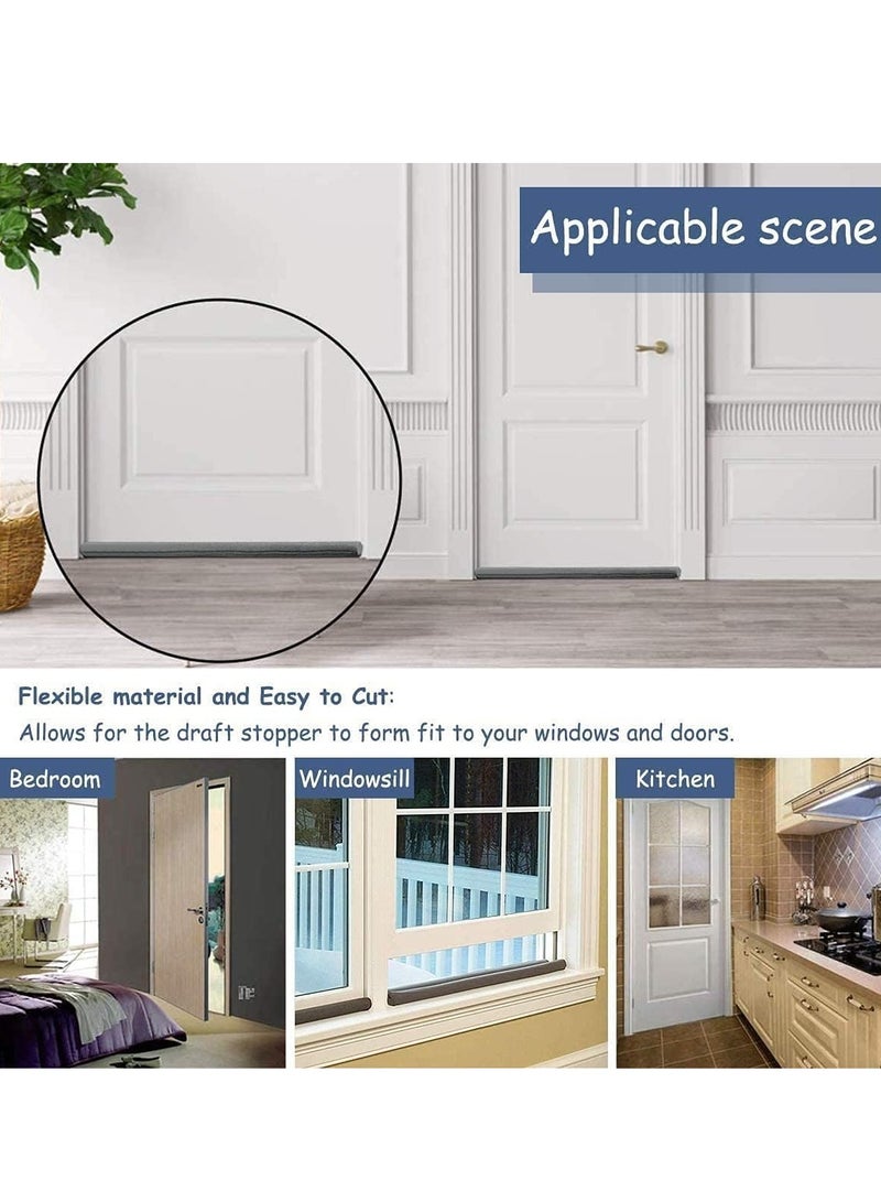 حاجز هواء مزدوج بعبوة 2 لوقف تسرب الهواء عازل للضوضاء حامي للنافذة من النسيم قطن رغوي لأسفل الباب لتقليل الضوضاء شريط ختم 93 سم - Image 2