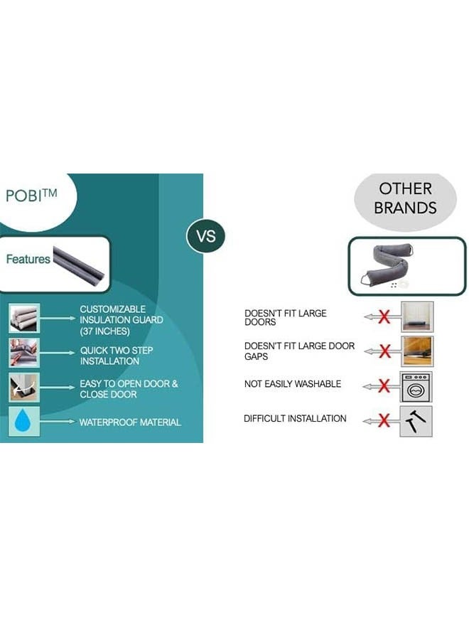 حاجز هواء مزدوج بعبوة 2 لوقف تسرب الهواء عازل للضوضاء حامي للنافذة من النسيم قطن رغوي لأسفل الباب لتقليل الضوضاء شريط ختم 93 سم - Image 5