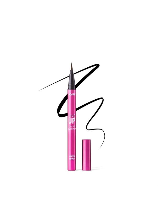 Line Up Liquid Eyeliner with Precision Felt Tip, Waterproof, Long Lasting, Smudge Proof Eye Liner, Black