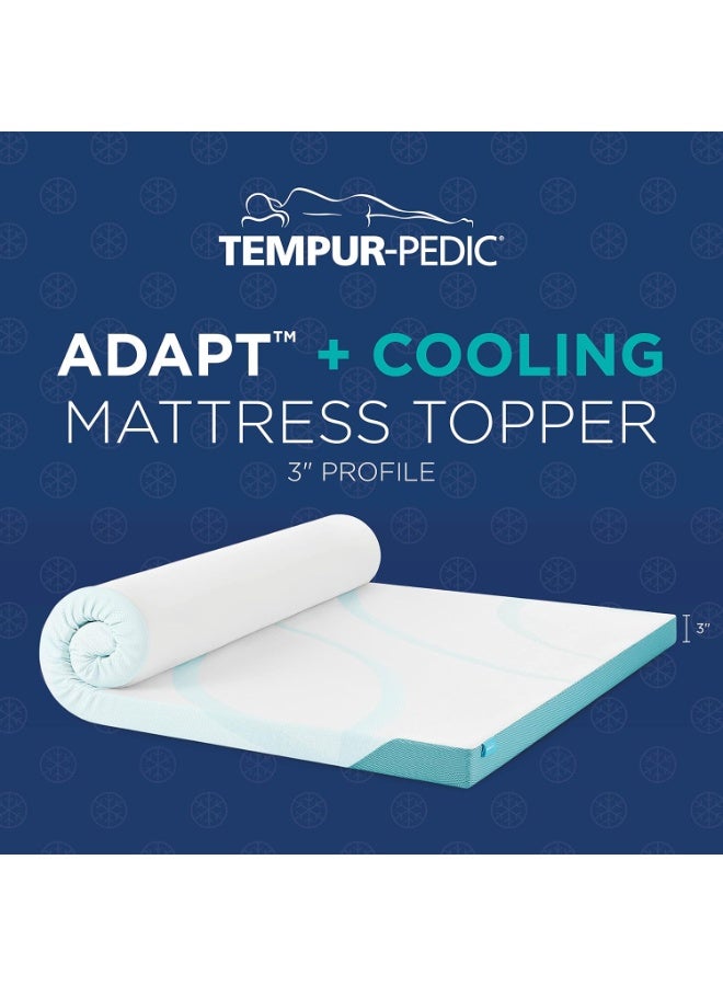 Tempur-Pedic TEMPUR-Adapt + Cooling 3-Inch King Mattress Topper Medium Luxury Premium Foam, Washable Cover, Medium Cooling Topper,white, King - Image 2