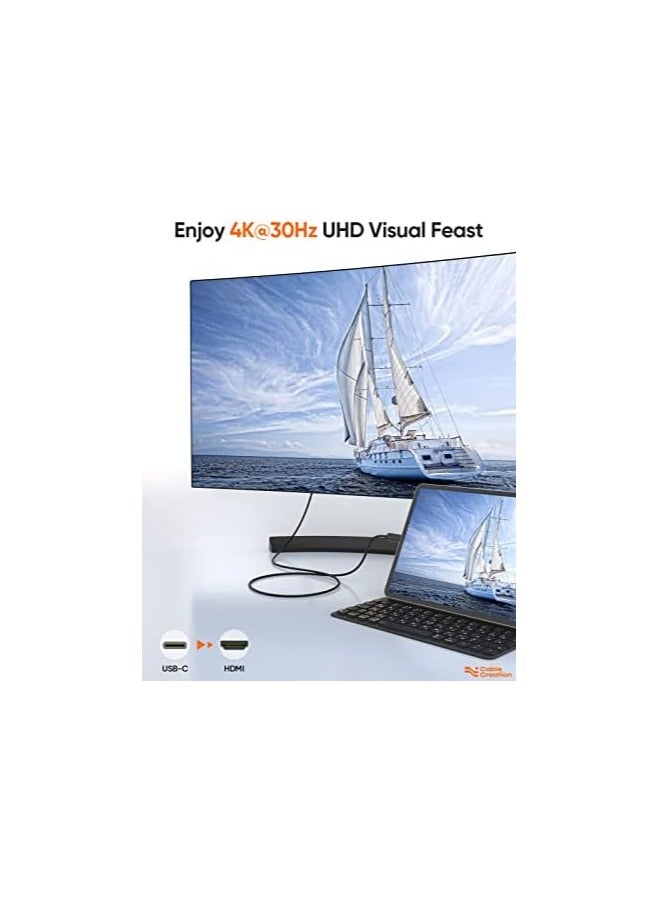 CableCreation USB C to HDMI Cable 0.9M Short, CableCreation USB Type C to 4K HDMI Adapter for Home Office, Thunder 3 Compatible for MacBook Pro/Air 2022, iPad Pro, Surface Pro 7, XPS 15, Galaxy S22，iPhone 15/15Pro - Image 3