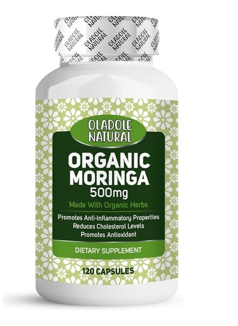 Oladole Natural Moringa 500mg - 120 Capsules, Premium Superfood Supplement for Immune Support, Energy Boost, Digestion, Metabolism, Lactation Support | Rich in Antioxidants, Vitamins, and Minerals