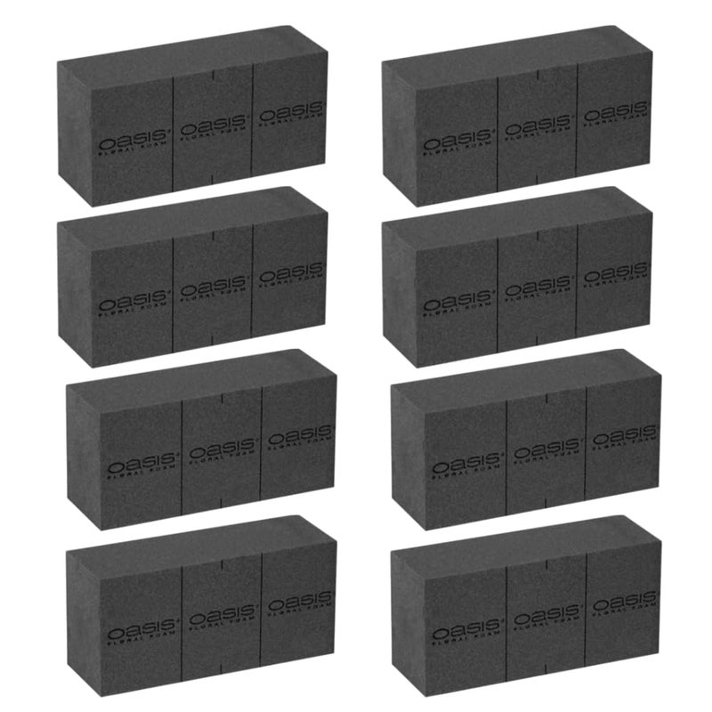 Oasis Pack of 8 Midnight Black Floral Foam Bricks | Black Florist Foam Blocks for Flower Arrangements in Home Décor, Weddings, Events, Festivals & More | Size 9 x 3 x 4 Inches - Image 1
