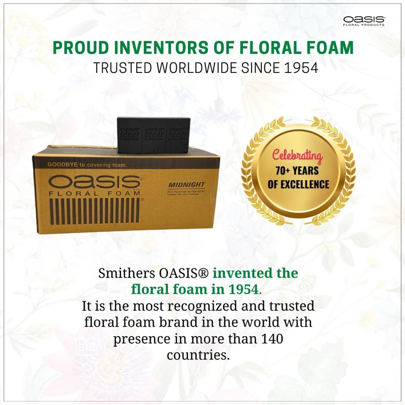 Oasis Pack of 8 Midnight Black Floral Foam Bricks | Black Florist Foam Blocks for Flower Arrangements in Home Décor, Weddings, Events, Festivals & More | Size 9 x 3 x 4 Inches - Image 3