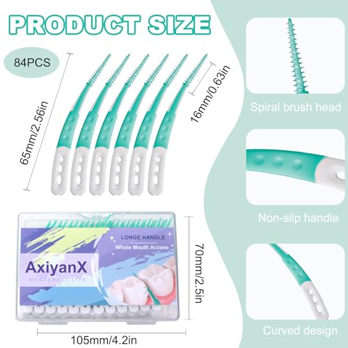 AxiyanX أكسين إكس 84 قطعة خيوط تنظيف الأسنان المحمولة الناعمة خيوط الأسنان السيليكونية لأدوات تنظيف الأسنان للبالغين فرش بين الأسنان خيوط الأسنان القابلة للتخلص منها - Image 5
