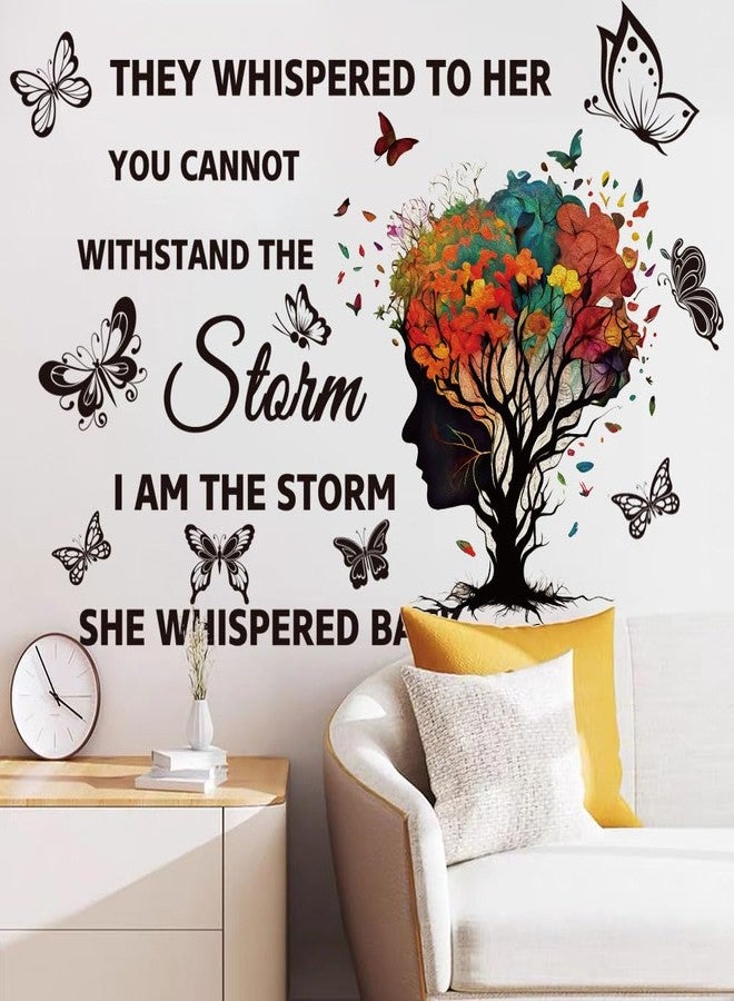 Datesno Inspirational Wall Decal Quotes They Whispered to Her You Cannot Withstand Back Tree Wall Sticker Wall Art Positive Sayings Sticker Butterfly Wall Stickers for Women Girls Bedroom Living Room Décor. - Image 4