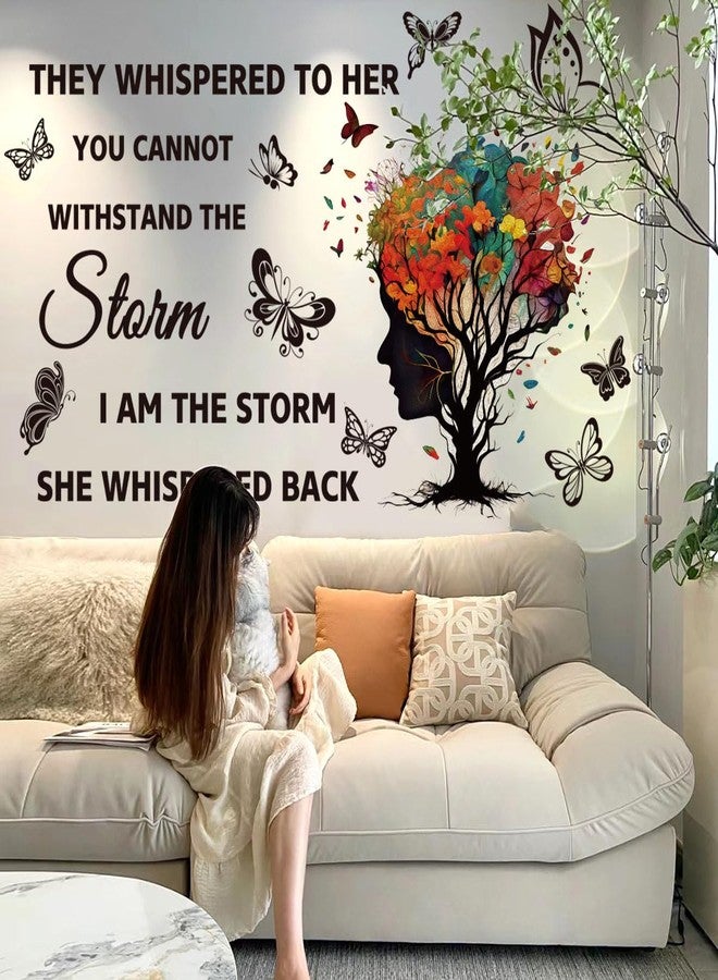 Datesno Inspirational Wall Decal Quotes They Whispered to Her You Cannot Withstand Back Tree Wall Sticker Wall Art Positive Sayings Sticker Butterfly Wall Stickers for Women Girls Bedroom Living Room Décor. - Image 3