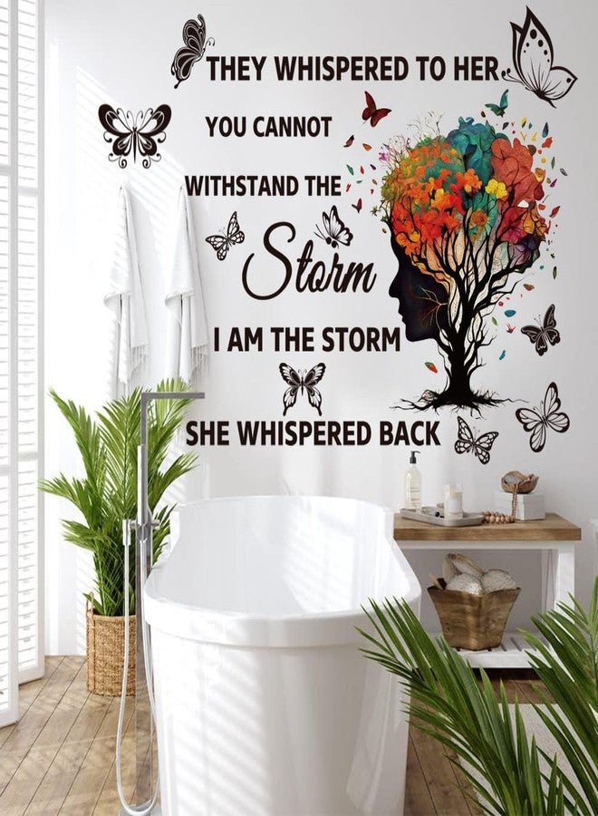 Datesno Inspirational Wall Decal Quotes They Whispered to Her You Cannot Withstand Back Tree Wall Sticker Wall Art Positive Sayings Sticker Butterfly Wall Stickers for Women Girls Bedroom Living Room Décor. - Image 5