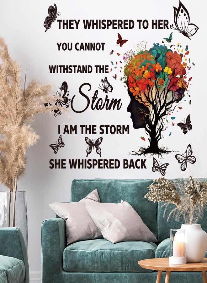 Datesno Inspirational Wall Decal Quotes They Whispered to Her You Cannot Withstand Back Tree Wall Sticker Wall Art Positive Sayings Sticker Butterfly Wall Stickers for Women Girls Bedroom Living Room Décor. - Image 2