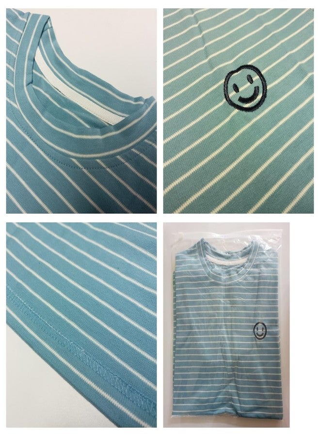 Wiz BBQT Matching Dog and Owner Clothes,Blue Striped Women Shirt Short Sleeve,Cotton Women Summer Shirt Crewneck,Casual Summer Tops Loose Fit(Owner XL) - Image 3