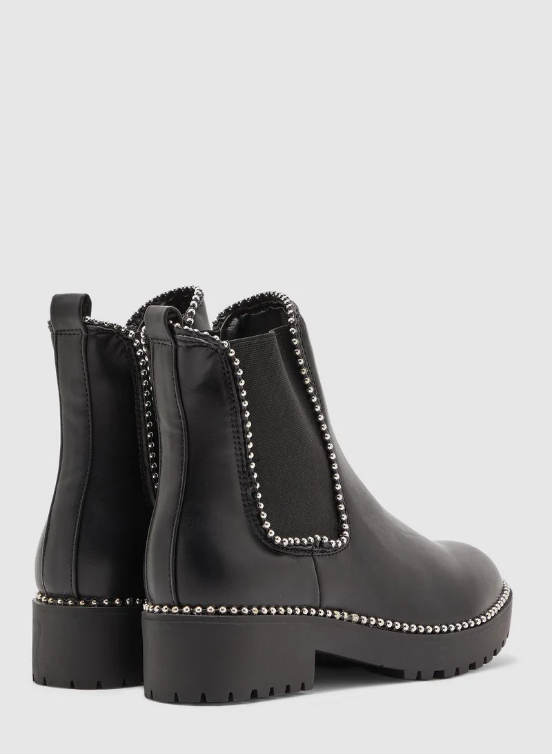 Missguided Flat Cleated Ball Ankle Boot
