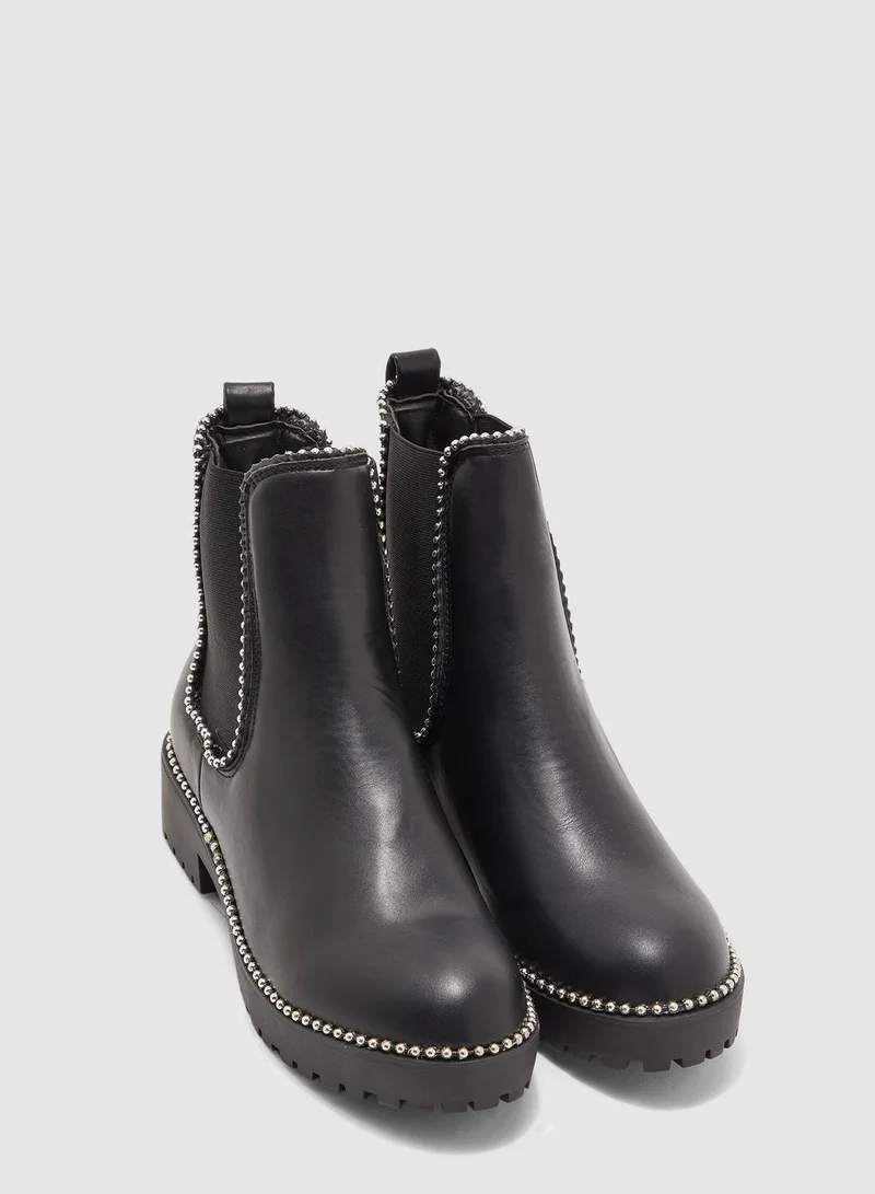 Missguided Flat Cleated Ball Ankle Boot