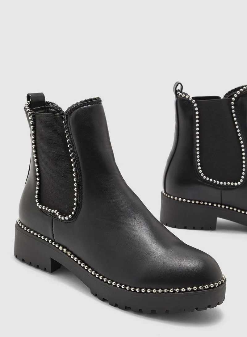 Missguided Flat Cleated Ball Ankle Boot