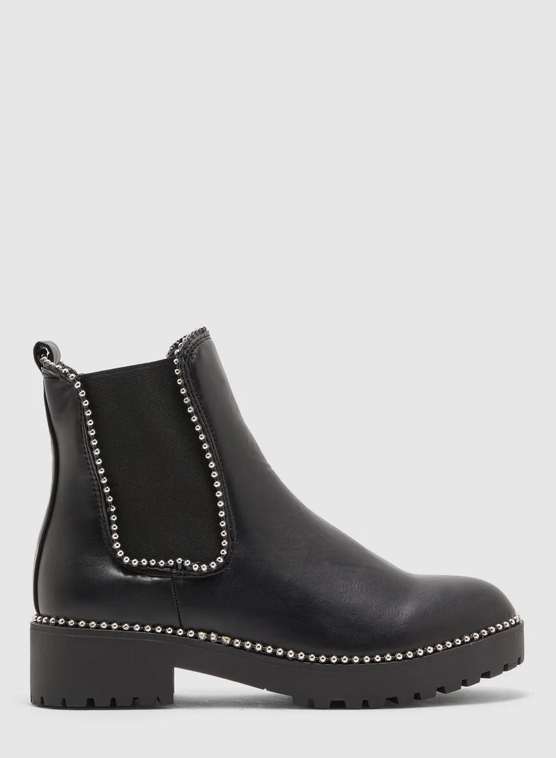 Missguided Flat Cleated Ball Ankle Boot