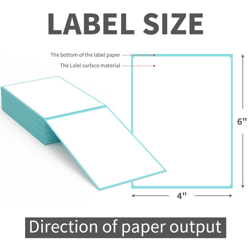 9527 Product Fanfold 4 x 6 Direct Thermal Labels with Blue Background Paper Perforated Shipping Labels for Thermal Printers, 100 Label per Stack, 1 Stack - Image 3