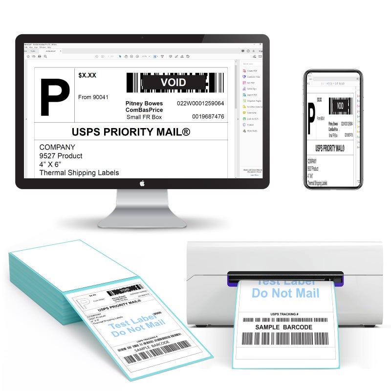 9527 Product Fanfold 4 x 6 Direct Thermal Labels with Blue Background Paper Perforated Shipping Labels for Thermal Printers, 100 Label per Stack, 1 Stack - Image 5