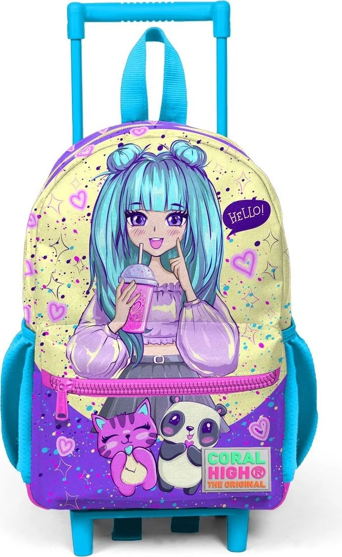 CORAL HIGH Mini Nest Squeegee Backpack Purple Pink Anime Girl Patterned Two Compartment 24035