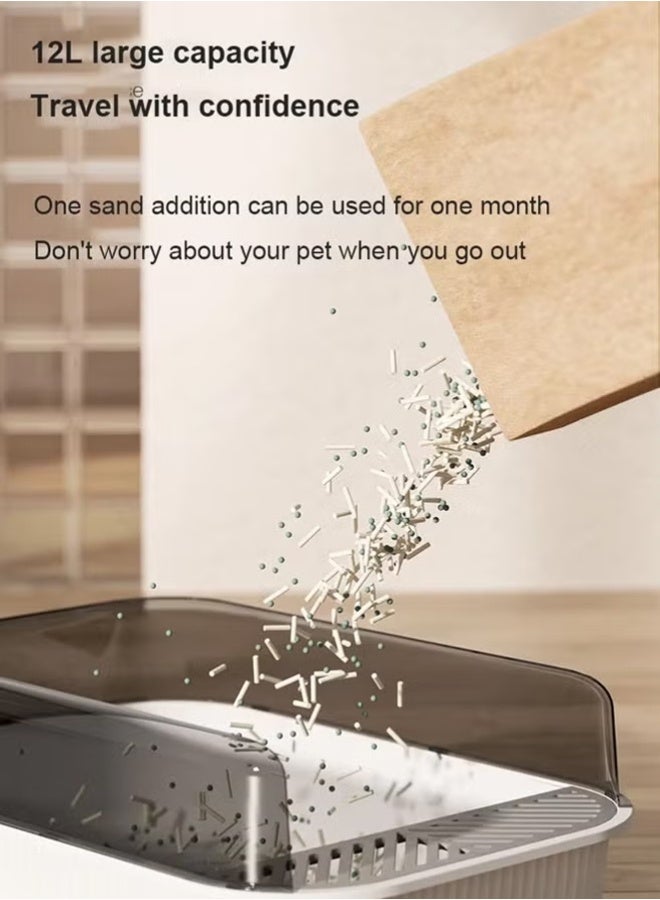 Pet Supplies Cat Litter Tray Box Litter Box with High Side Anti-Splashing Cats Litters Pan Kitten Toilet with Litter Sifting Scoop with Scoop Kitten Detachable Rim Easy Cleaning ,Grey - Image 3