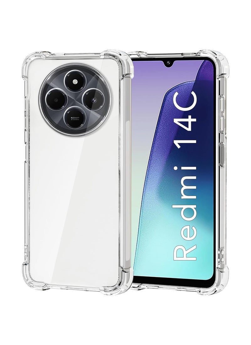 Denx Xiaomi Redmi 14C Back Case Clear Cover Soft Flexible Silicone Transparent Shockproof Protective Cover Reinforced Bumper Edges for Xiaomi Redmi 14C (Clear)  - Image 1