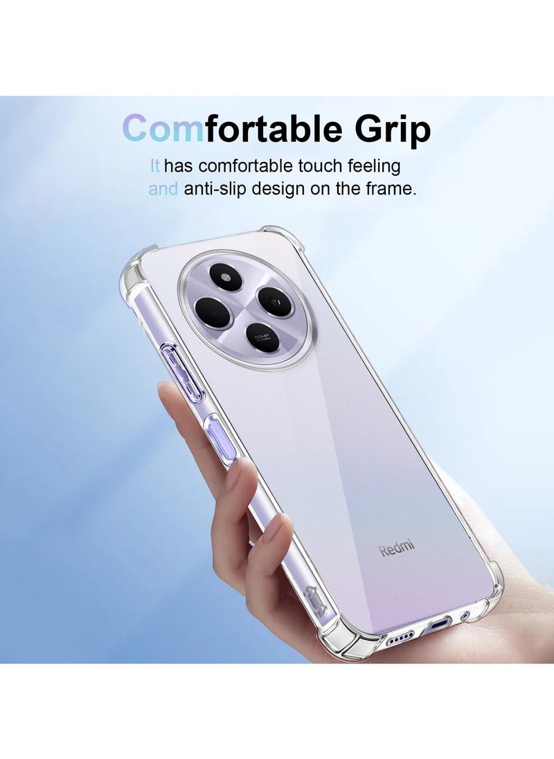 Denx Xiaomi Redmi 14C Back Case Clear Cover Soft Flexible Silicone Transparent Shockproof Protective Cover Reinforced Bumper Edges for Xiaomi Redmi 14C (Clear)  - Image 2