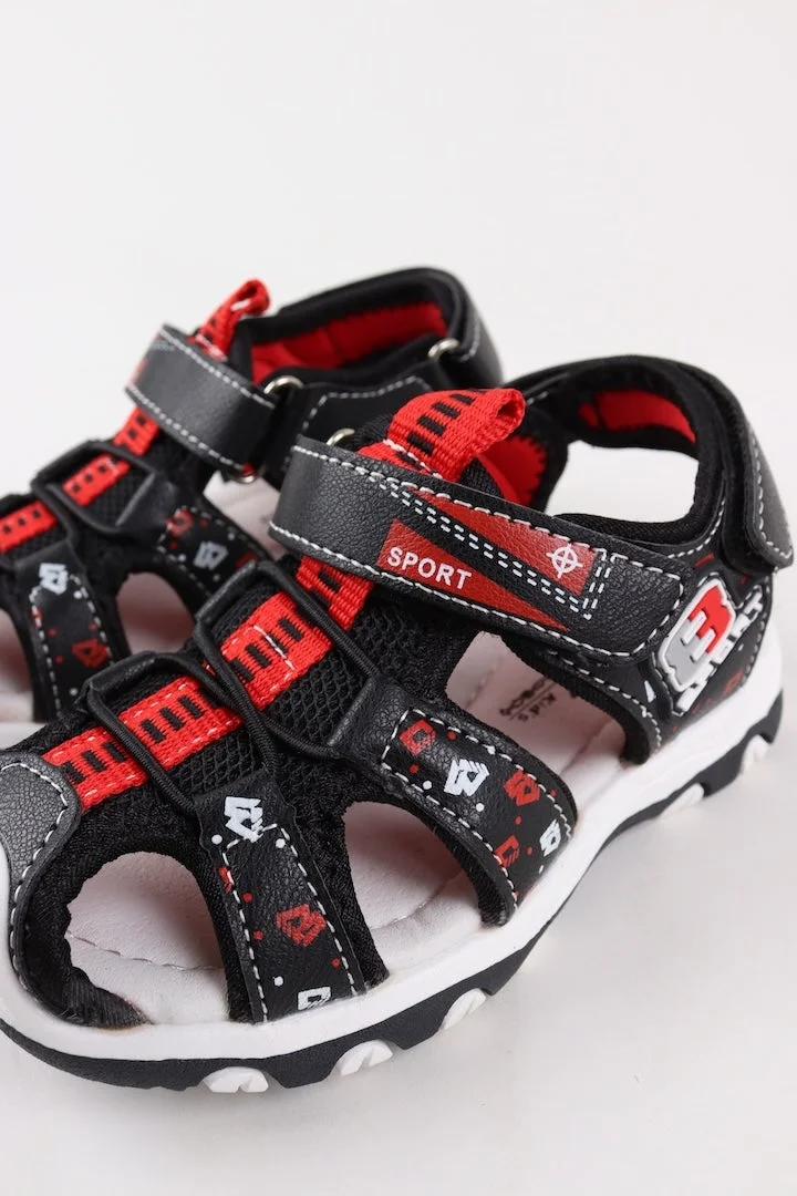 Viny Black Viny Boys Velcro Flat Sandals – Comfortable Synthetic Kids Sandals for School, Outdoor & Everyday Wear – Black, Blue, Brown, Grey for Men | Best Price UAE