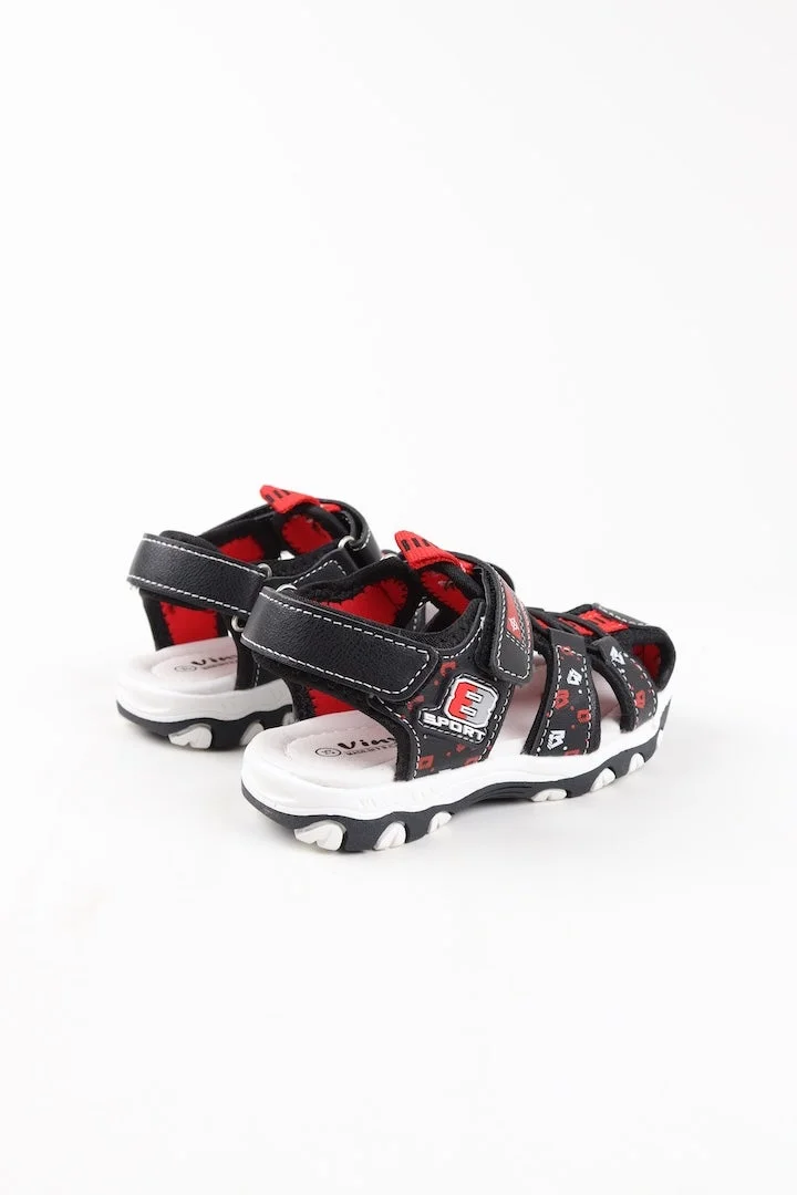 Viny Black Viny Boys Velcro Flat Sandals – Comfortable Synthetic Kids Sandals for School, Outdoor & Everyday Wear – Black, Blue, Brown, Grey for Men | Best Price UAE