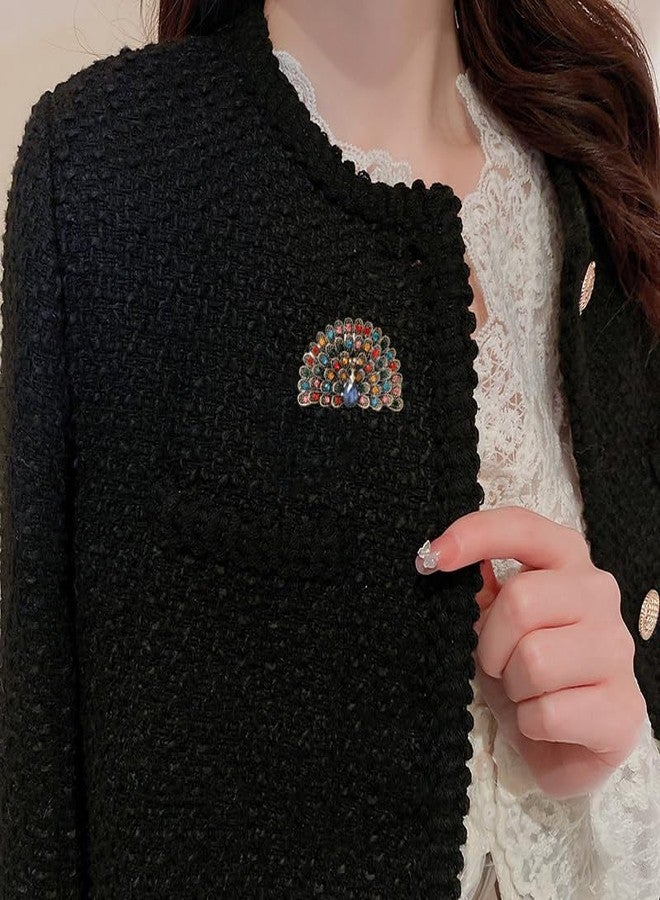 OIDIMS بروش طاووس مرصع بأحجار الراين الكريستالية، دبوس عتيق من الزركونيا المكعبة على شكل طائر أو حيوان، دبابيس طية صدر السترة، إكسسوارات ملابس للقبعات والحقائب والتنانير والفساتين للنساء والفتيات، هدية مجوهرات لحفلات الزفاف وأعياد الميلاد والكريسماس (ملون) - Image 3