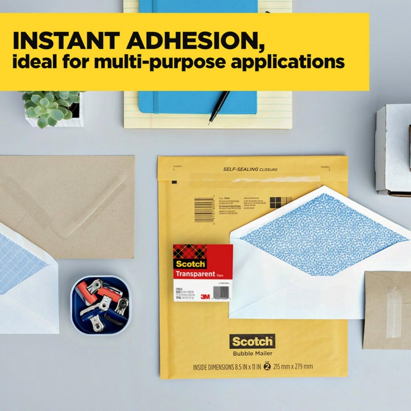 Scotch Transparent Tape, Clear Tape Engineered for Office and Home Use, 1 Inch Core 3/4 in x 1000 in, 3 Boxes - Image 5