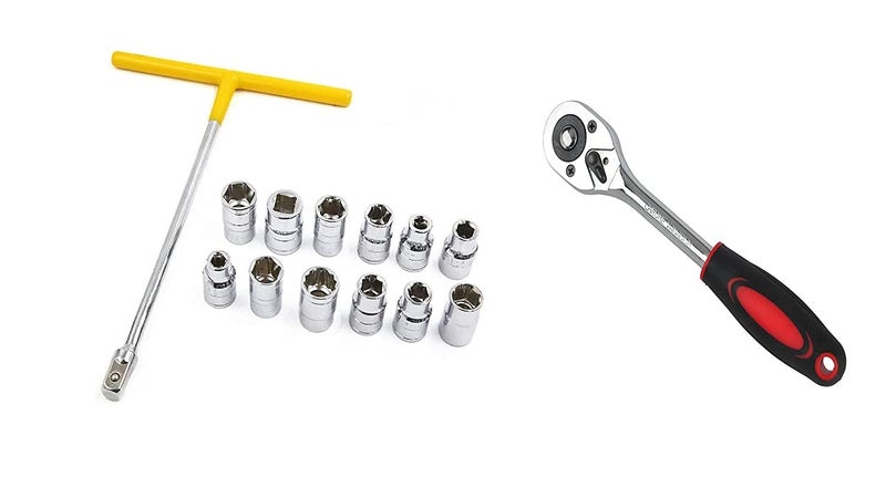Dumdaar 14 PCS Vehicle Car T Shaped Handle Wrench Spanner with 8-19mm 1/2 Socket Tool Set With 1/2 Ratchet Socket Wrench Free - Image 1