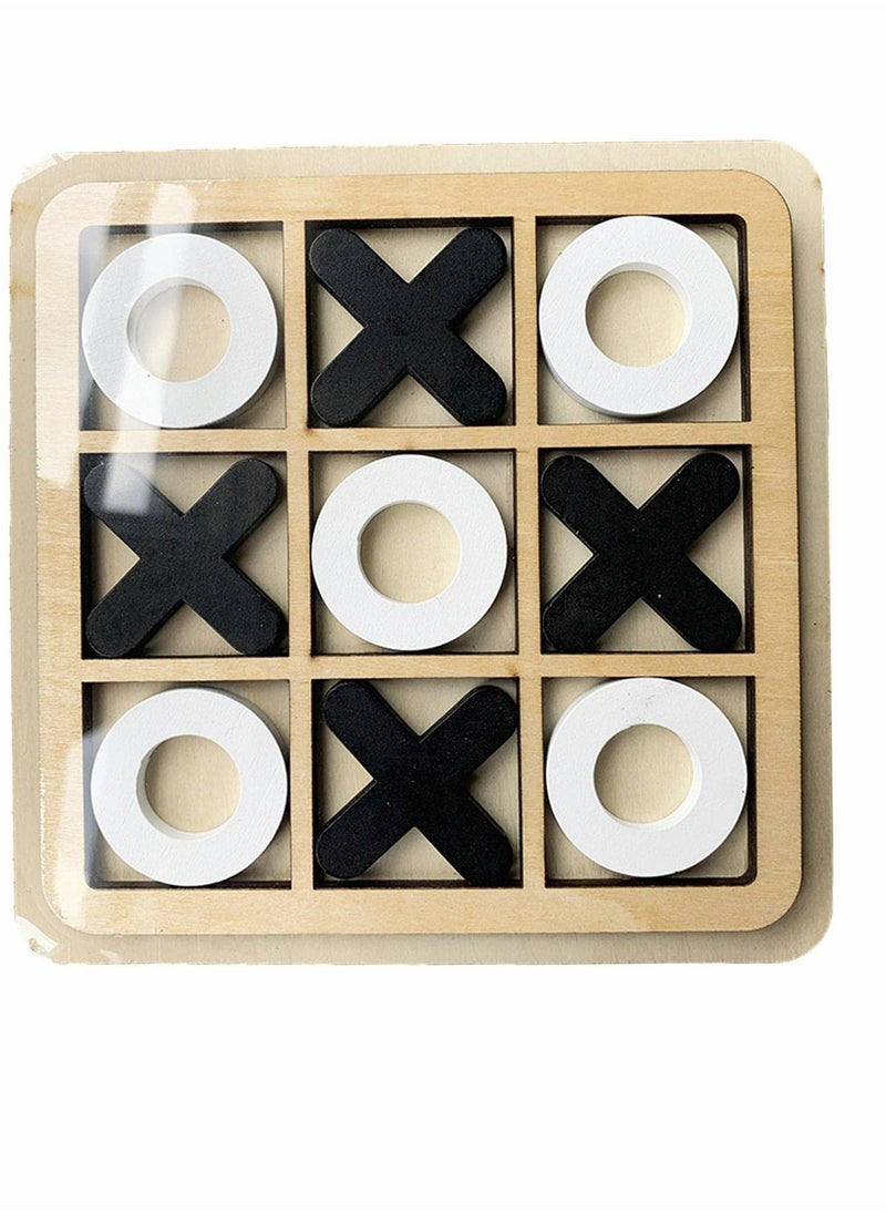 SYOSI - Tic Tac Toe Game Toy, Classic Wooden Checkerboard Educational Family Game Toys Set, Portable Casual Tabletop Game for Adults and Kids 3 Pcs - Image 1