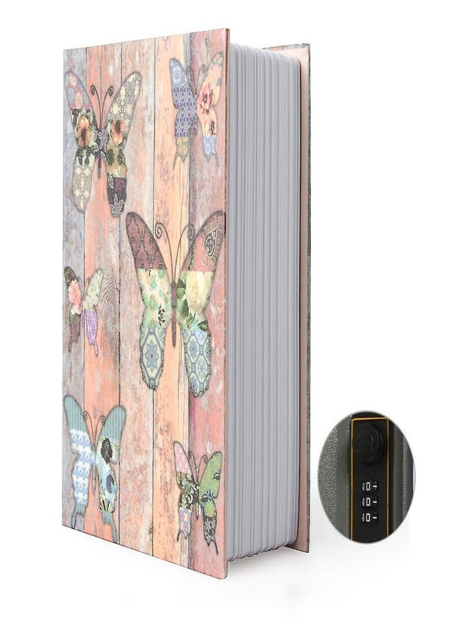 PACOLO Small Sized Diversion Book Safe Storage Box, Dictionary Secret Safe Metal Can with Security Combination Lock/Key, Diversion Book Hidden Safe (Combination, Butterfly) - Image 1