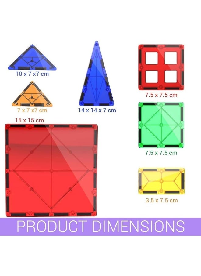 Desire Deluxe - Desire Deluxe Magnetic Tiles Building Blocks Construction Toys for Boys & Girls 47pc â€“ STEM Learning Educational, Kids Age 3 4 5 6 7 8 Year Old Gift - Image 1