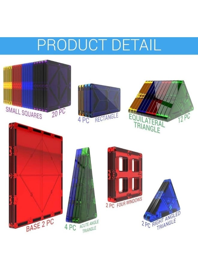 Desire Deluxe - Desire Deluxe Magnetic Tiles Building Blocks Construction Toys for Boys & Girls 47pc â€“ STEM Learning Educational, Kids Age 3 4 5 6 7 8 Year Old Gift - Image 1