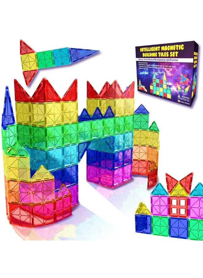 Desire Deluxe - Desire Deluxe Magnetic Tiles Building Blocks Construction Toys for Boys & Girls 47pc â€“ STEM Learning Educational, Kids Age 3 4 5 6 7 8 Year Old Gift - Image 1