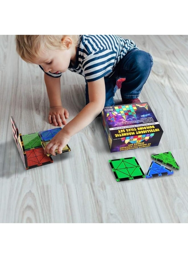 Desire Deluxe - Desire Deluxe Magnetic Tiles Building Blocks Construction Toys for Boys & Girls 47pc â€“ STEM Learning Educational, Kids Age 3 4 5 6 7 8 Year Old Gift - Image 1