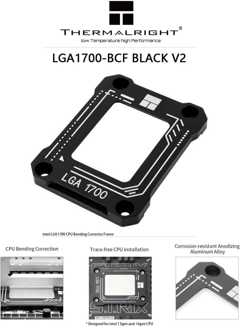 Thermalright LGA1700-BCF Black V2 CPU Anti-Bend Fixer  WITH TF7 2g Thermal Compound, Intel 12/13/14 Gen Anti-Bend Fixing Fixture, Intel CPU Corrective Fixing Bracket, LGA17XX Corrective CPU Bender, LGA1700 Full Fit Fixer - Image 3