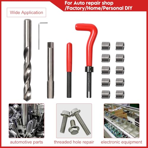 WAONIQ 15 Pcs Thread Inserts M14x1.5 Female Thread Repairing Accessory Assortment Kit, Spark Plug Thread Repair Kit, Drill Helicoil Repair Kit, Thread Repair Tool for Automotive Mechanical Repairing - Image 5