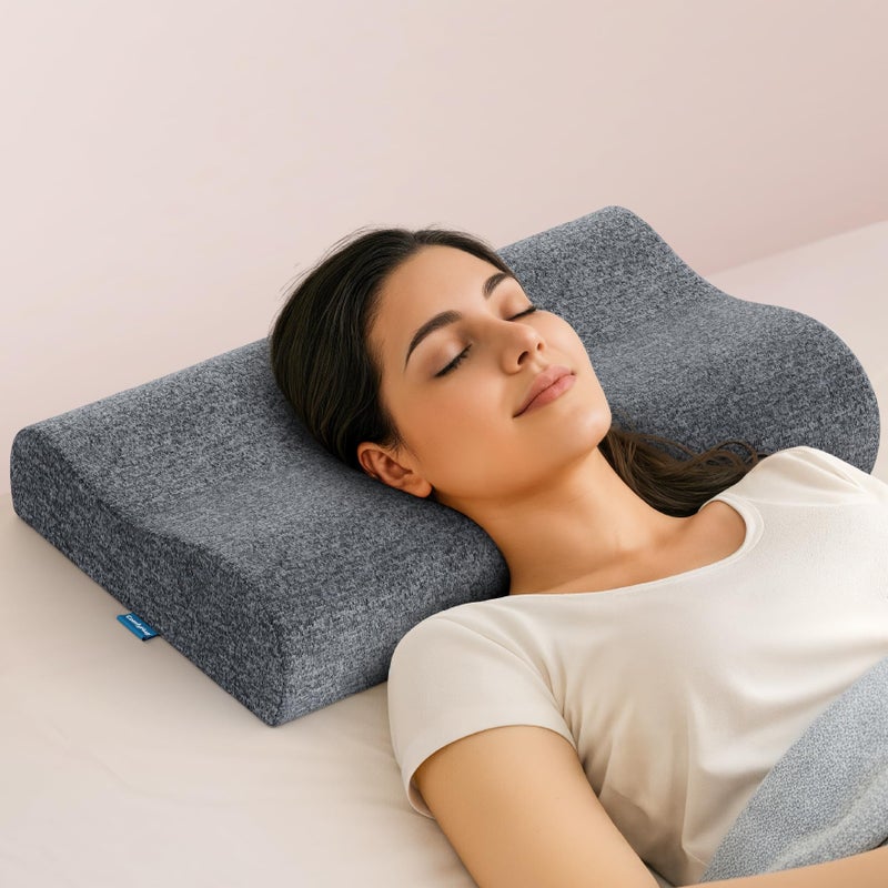 ComfyHug Cervical Pillow for Neck Pain, Spondylitis & Shoulder Stiffness – Orthopedic Memory Foam Neck Pillow for Sleeping | Pain Relief for Neck, Spine & Shoulder (18 × 11 × 3.5 Inch, Grey) - Image 5