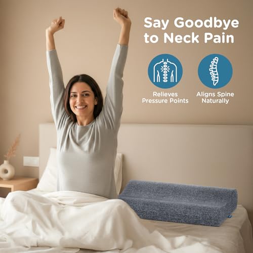 ComfyHug Cervical Pillow for Neck Pain, Spondylitis & Shoulder Stiffness – Orthopedic Memory Foam Neck Pillow for Sleeping | Pain Relief for Neck, Spine & Shoulder (18 × 11 × 3.5 Inch, Grey) - Image 4