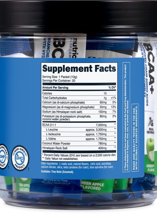 Nutricost BCAA+ Hydration Green Apple Flavored (20 Stickpacks) - Branched Chain Amino Acids with Hydration Complex - Gluten-Free, Non-GMO - Image 5