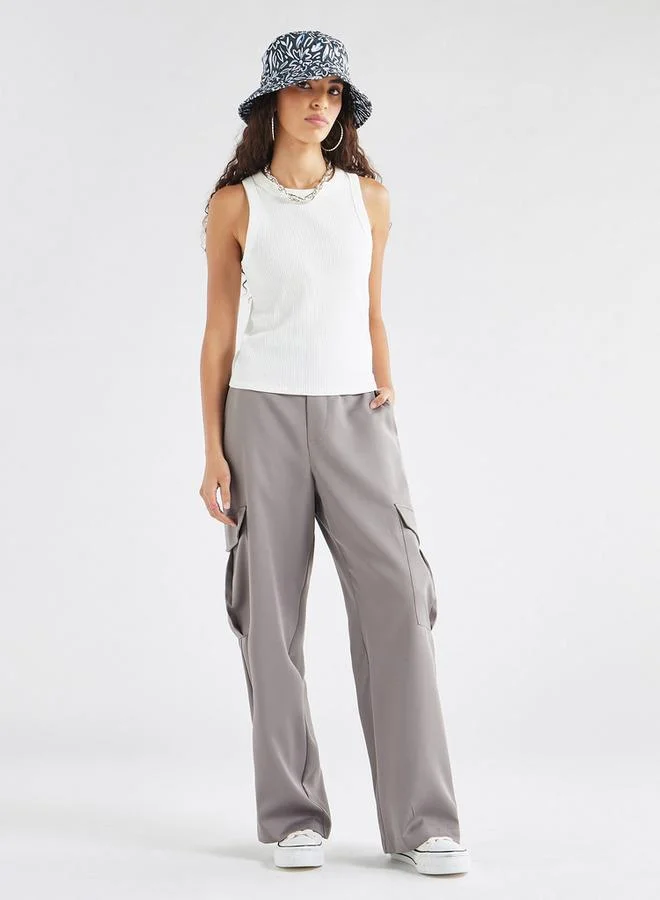 Splash FAV Solid Relaxed Fit Pants with Pockets