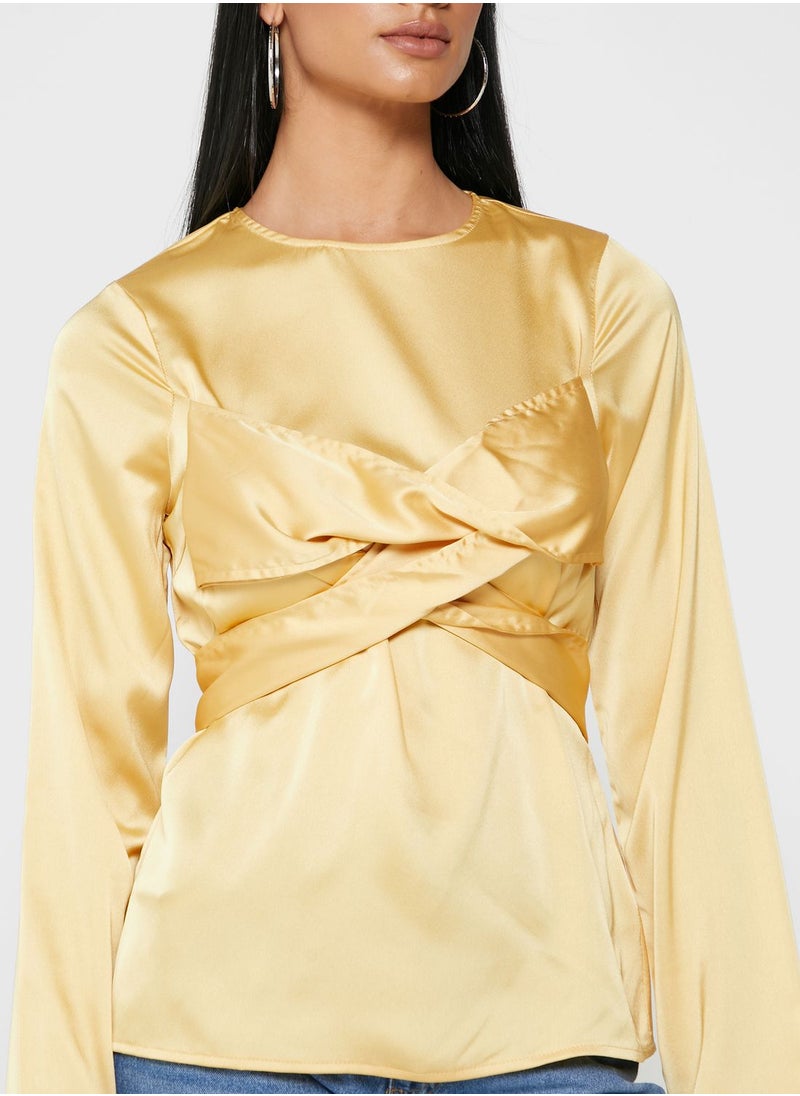 LOST INK Satin Cross Front Top  - Image 3