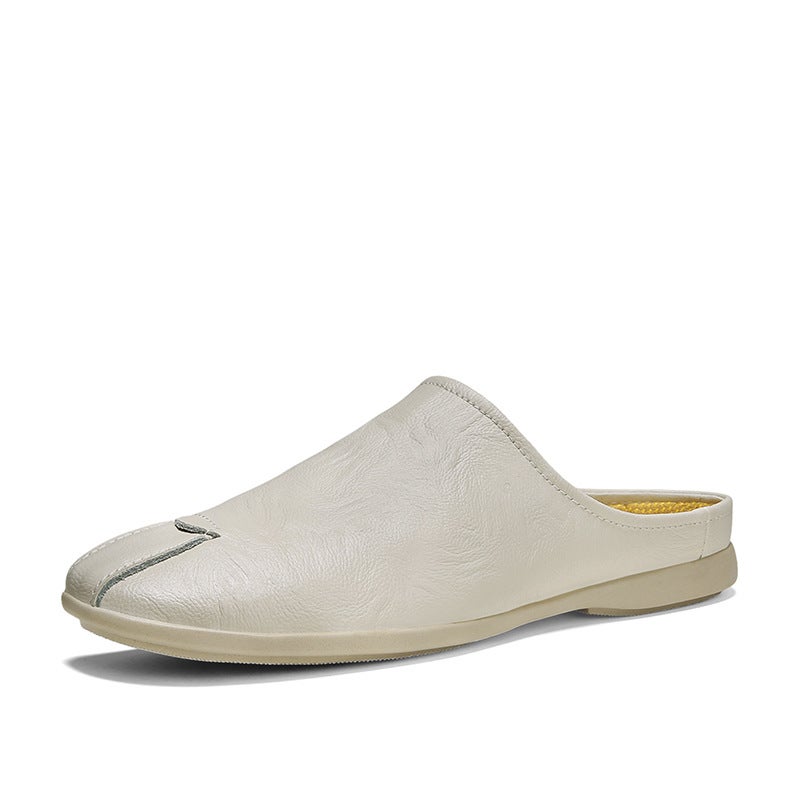 2024 Doudou Men'S Summer Half-Slip Leather Shoes Men'S Outwear Doudou Daifa Men'S Slippers Lazy Slip-On - Image 1