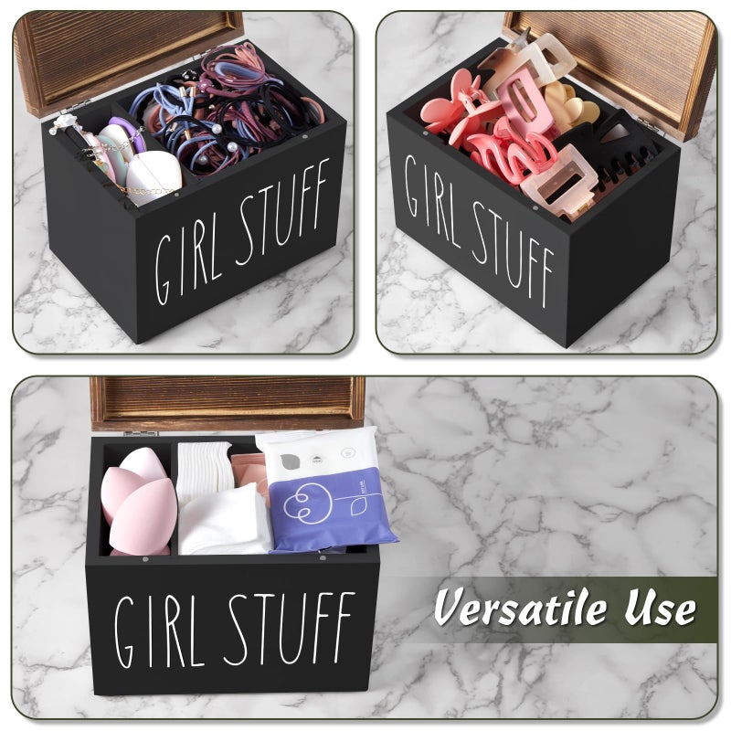 DRASTAR Tampon Holder for Bathroom, Black Feminine Product Organizer, Pad Organize Case with hinged lid, Shark Week Tampon Storage, Lady Stuff Box for Bathroom Accessories - Image 5